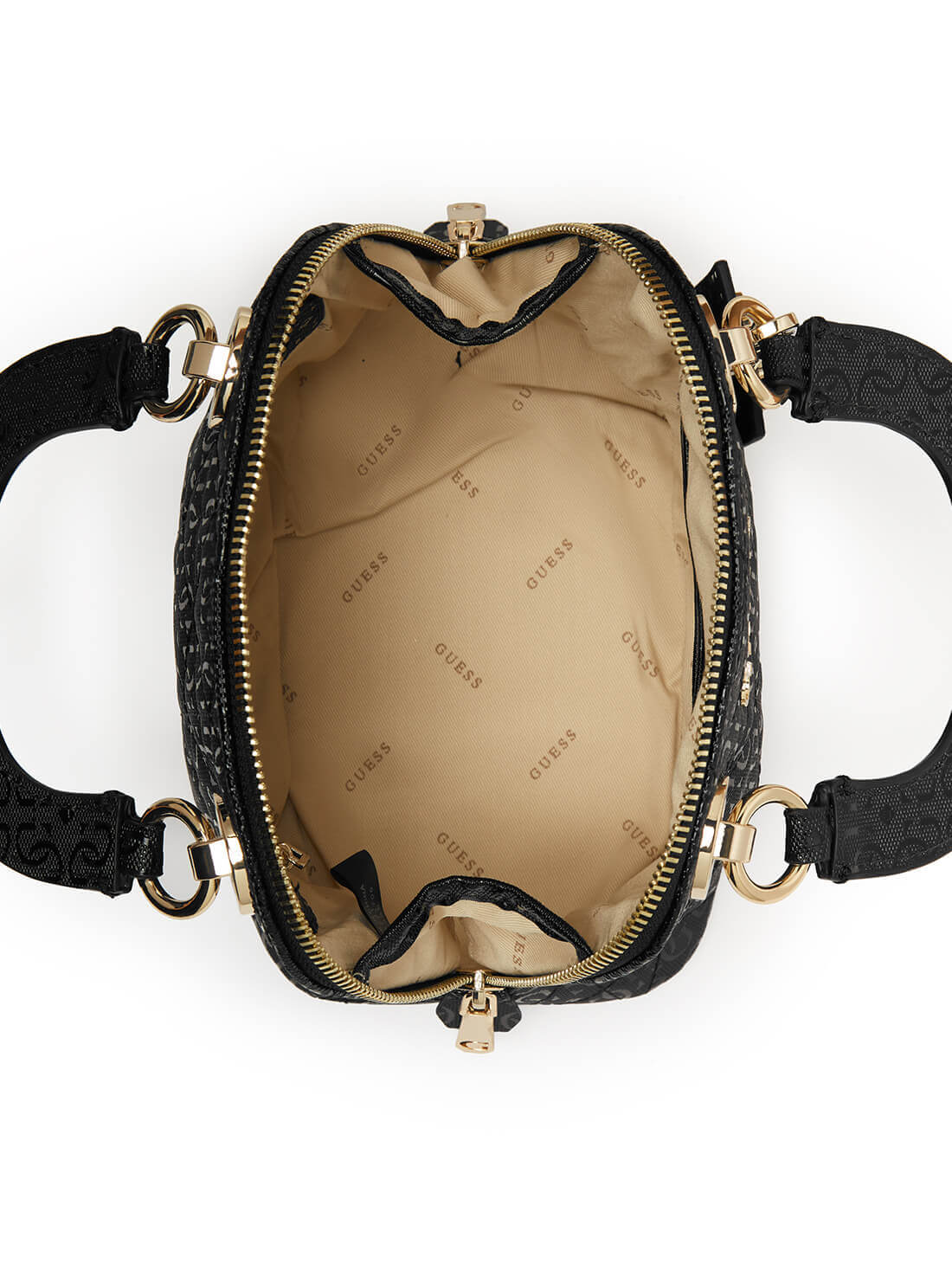GUESS Womens Black Cathleen Small Dome Crossbody Satchel GG773705 Inside View