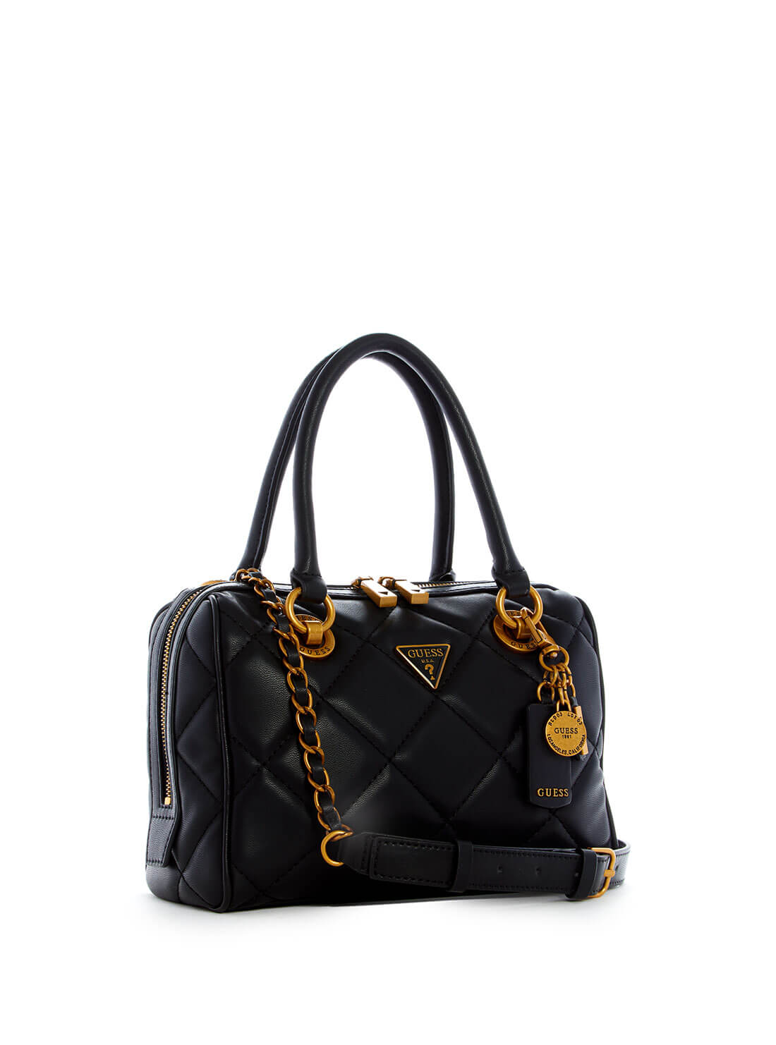 GUESS Womens Black Cessily Box Satchel QB767905 Side View