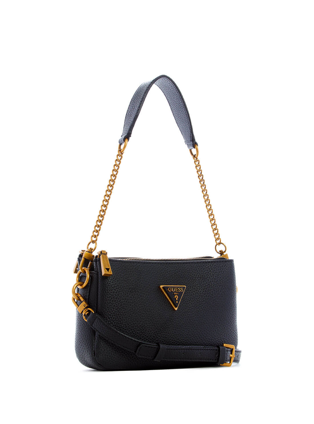 GUESS Womens  Black Downtown Chic Shoulder Bag VB838518 Front Side View
