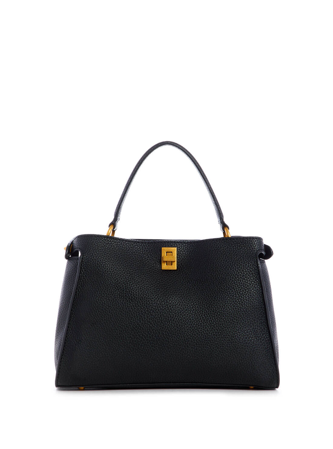 GUESS Womens  Black Downtown Chic Turnlock Satchel VB838505 Back View