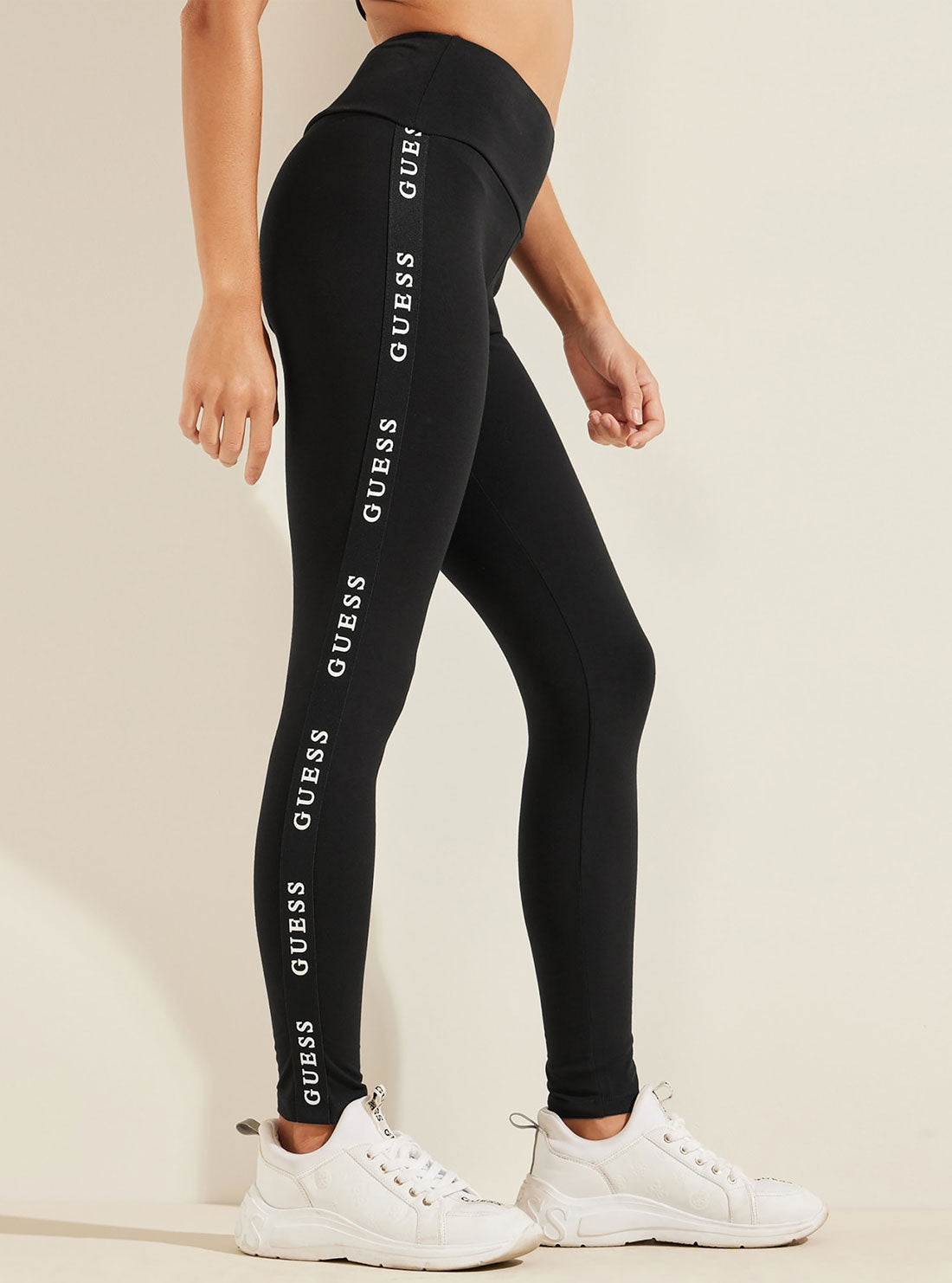 GUESS Womens  Eco Black Aline Active Logo Leggings V2RB11KABR0 Side View