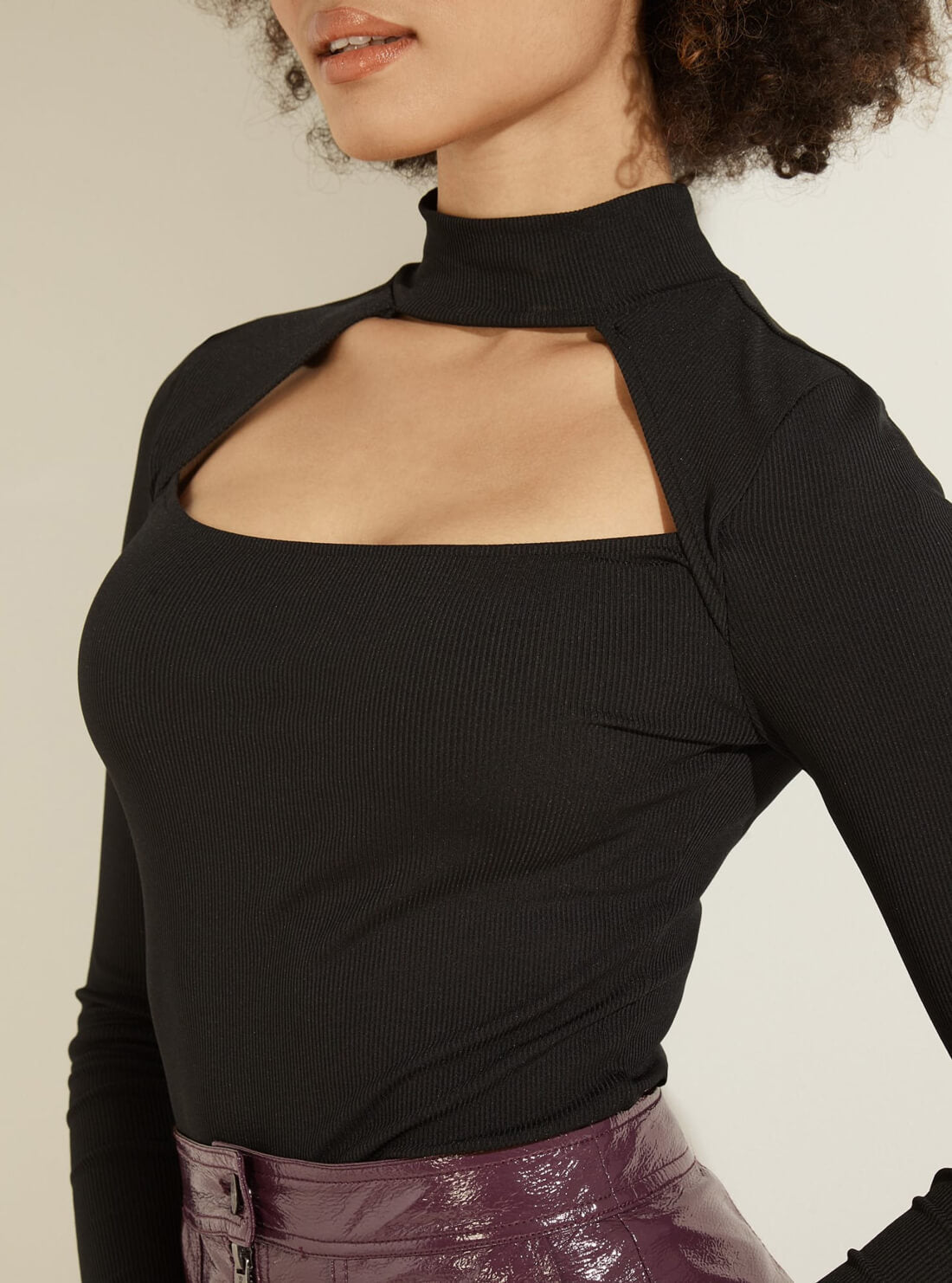 GUESS Womens Eco Black Ilaria Knit Top W2RP11KAZH2 Detail View