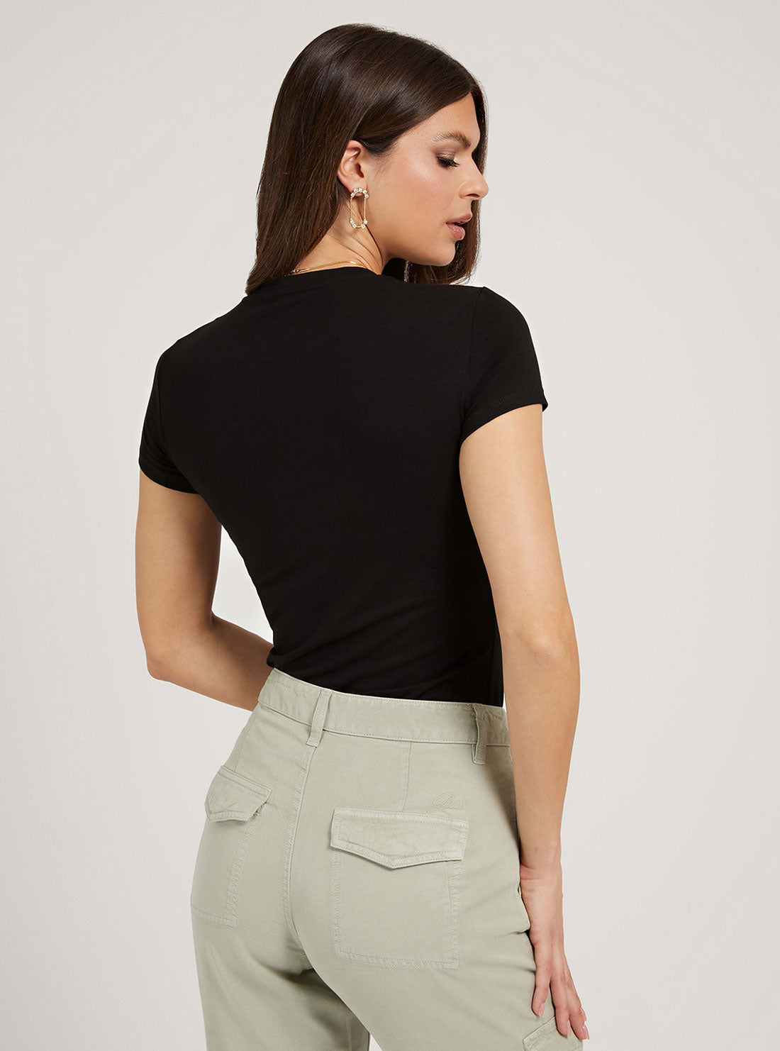 GUESS Womens Eco Black Kathe Logo T-Shirt W2GI06J1311 Back View