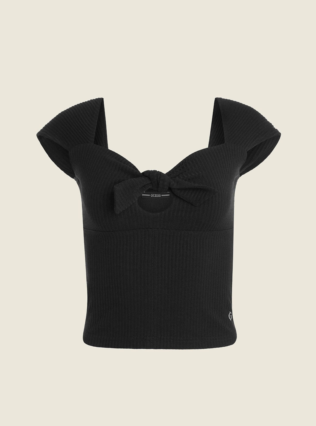 GUESS Womens Eco Black Valeriana Tie Top W2GP02K86Z2 Ghost Front View