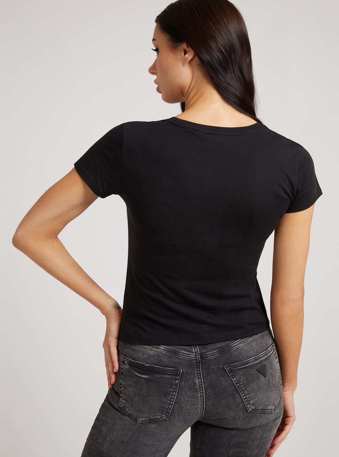 GUESS Womens Eco Black Waterfall Logo Baby T-Shirt W2RI0660071 Back View