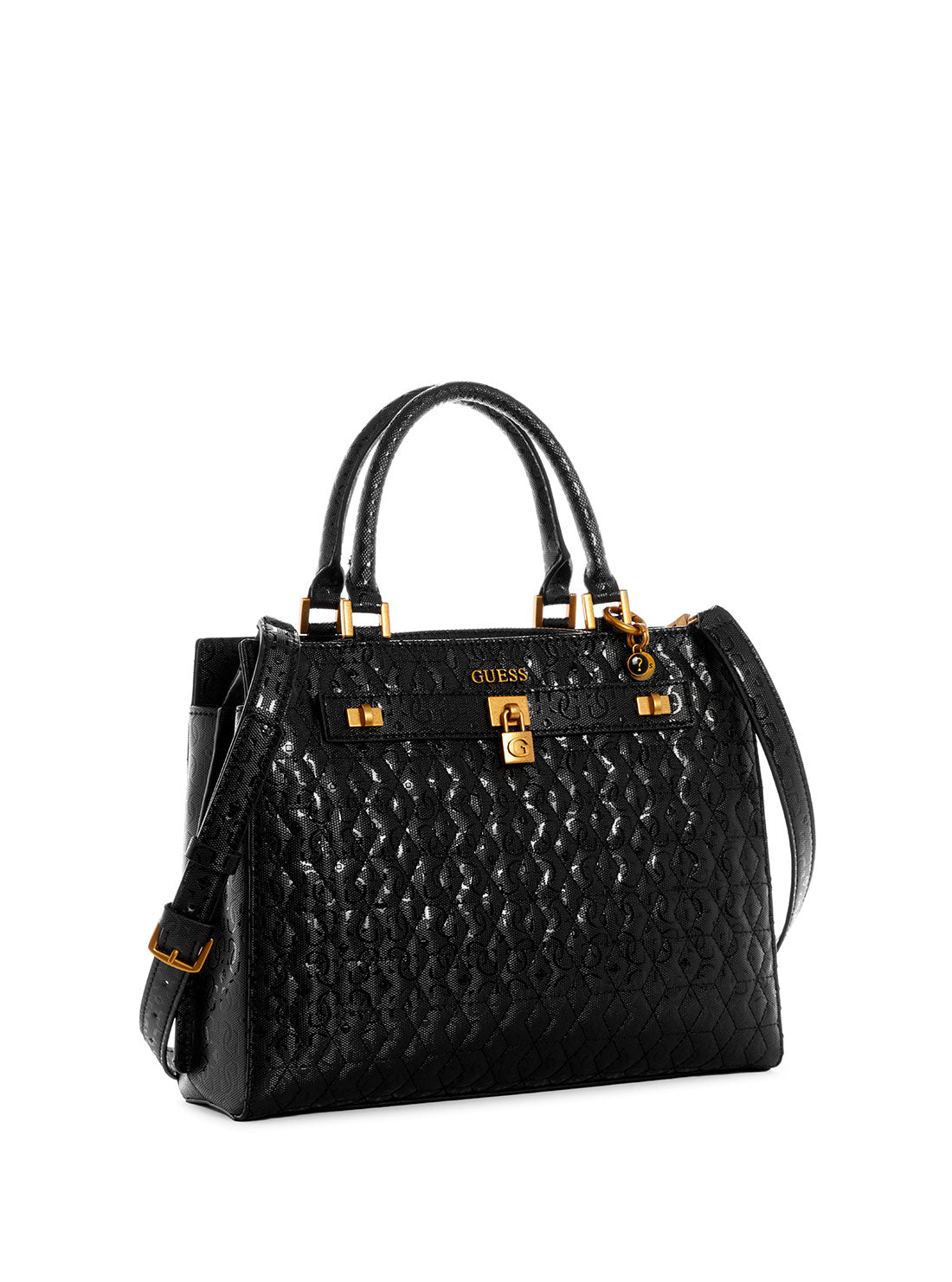 GUESS Womens Black Isidora Girlfriend Satchel Bag GB854706 Front Side View