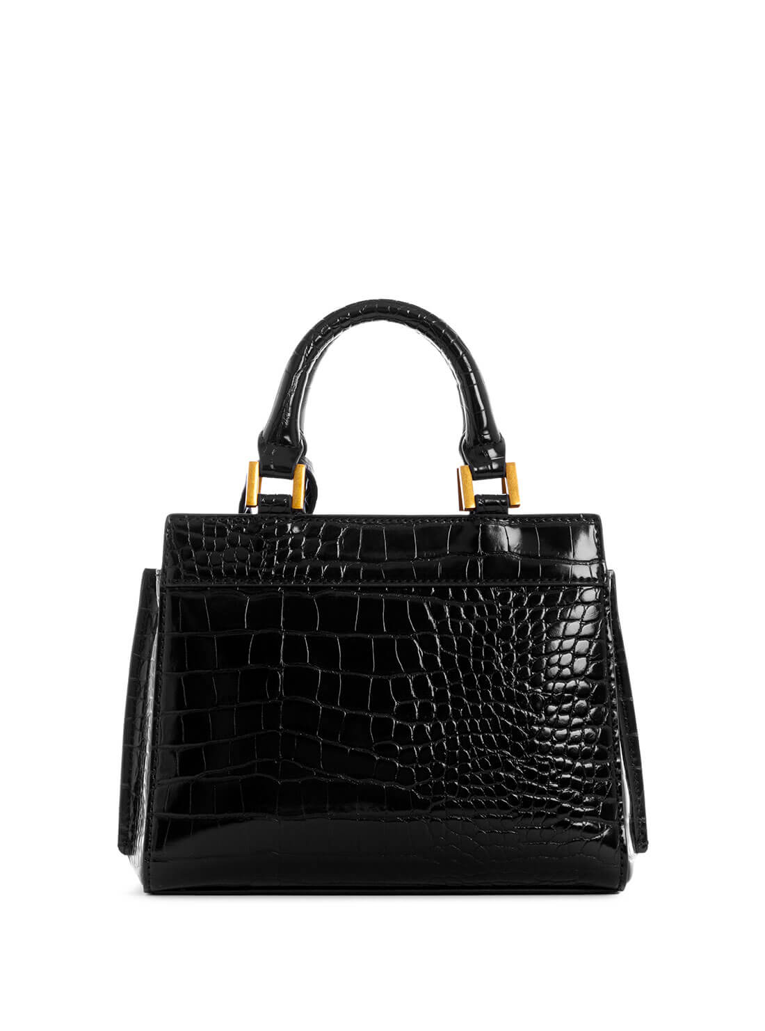 GUESS Womens  Black Katey Croc Mini Satchel Bag CB849473 Back View