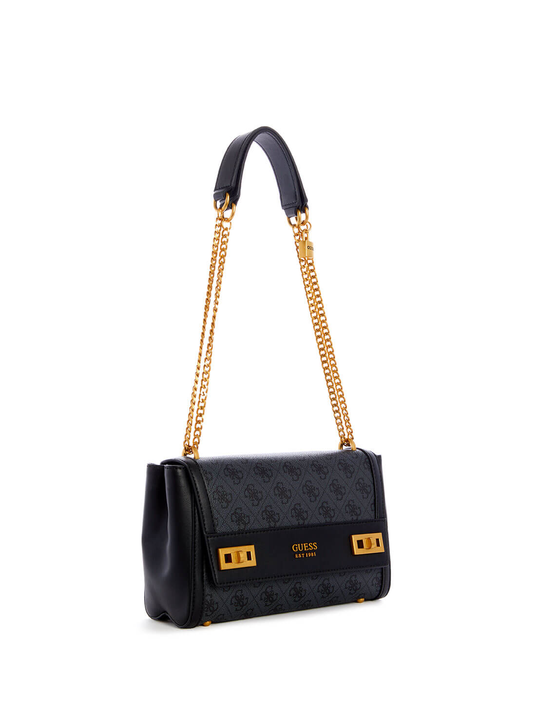 GUESS Womens Coal Black Katey Logo Shoulder Bag XA787019 Side View