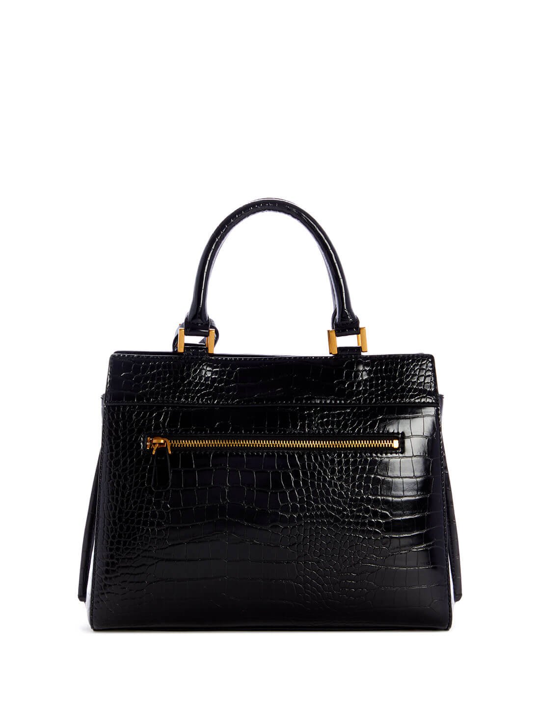 GUESS Womens  Black Katey Luxury Croc Satchel CB849426 Back View