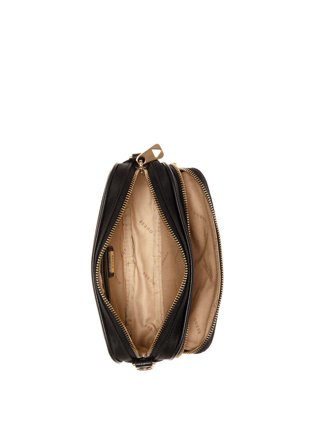 GUESS Womens  Black Little Bay Crossbody Camera Bag NG811672 Inside View