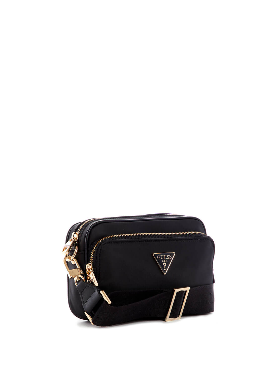 GUESS Womens  Black Little Bay Crossbody Camera Bag NG811672 Front Side View