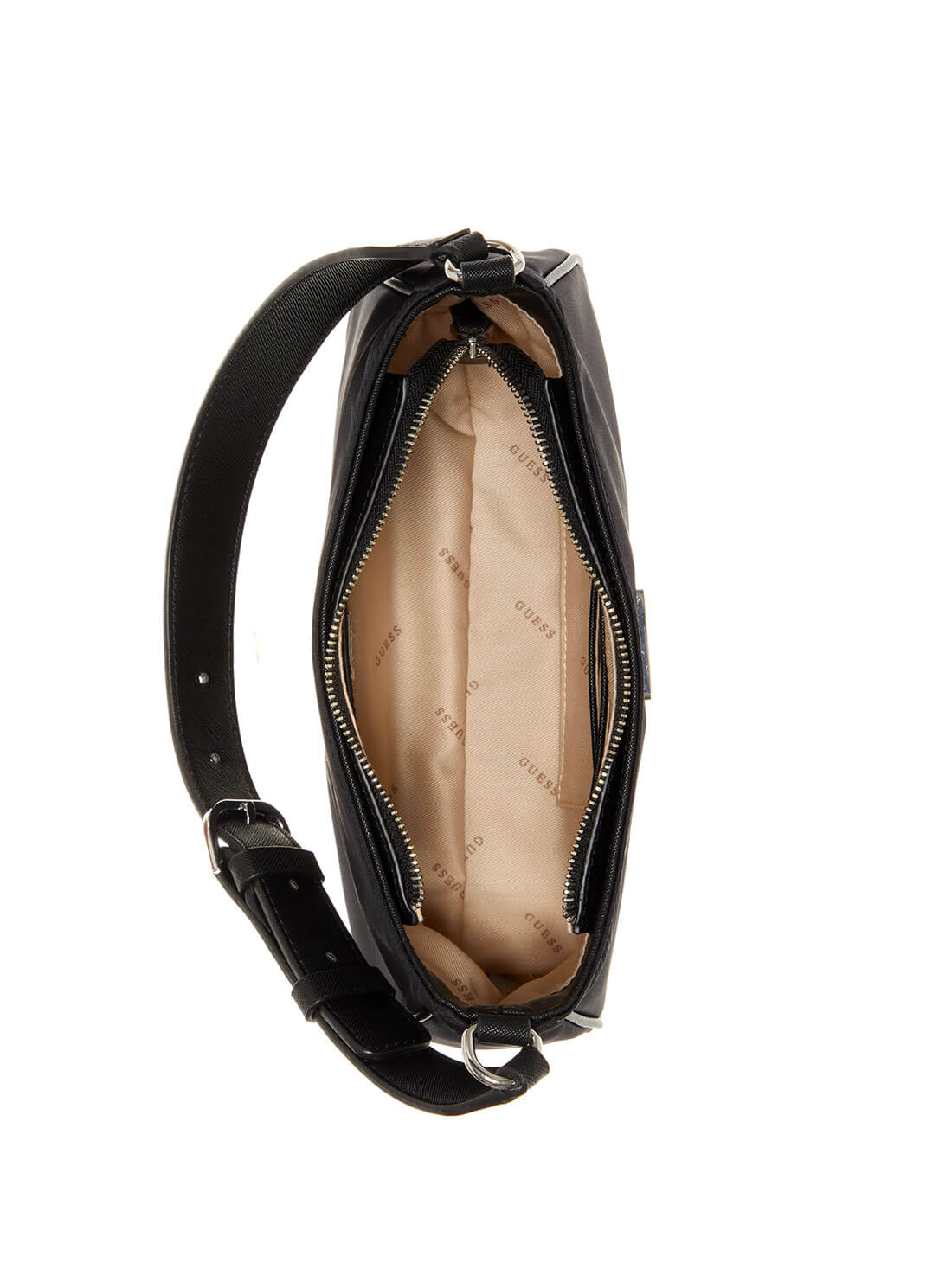 GUESS Womens  Black Little Bay Shoulder Bag NG811618 Inside View