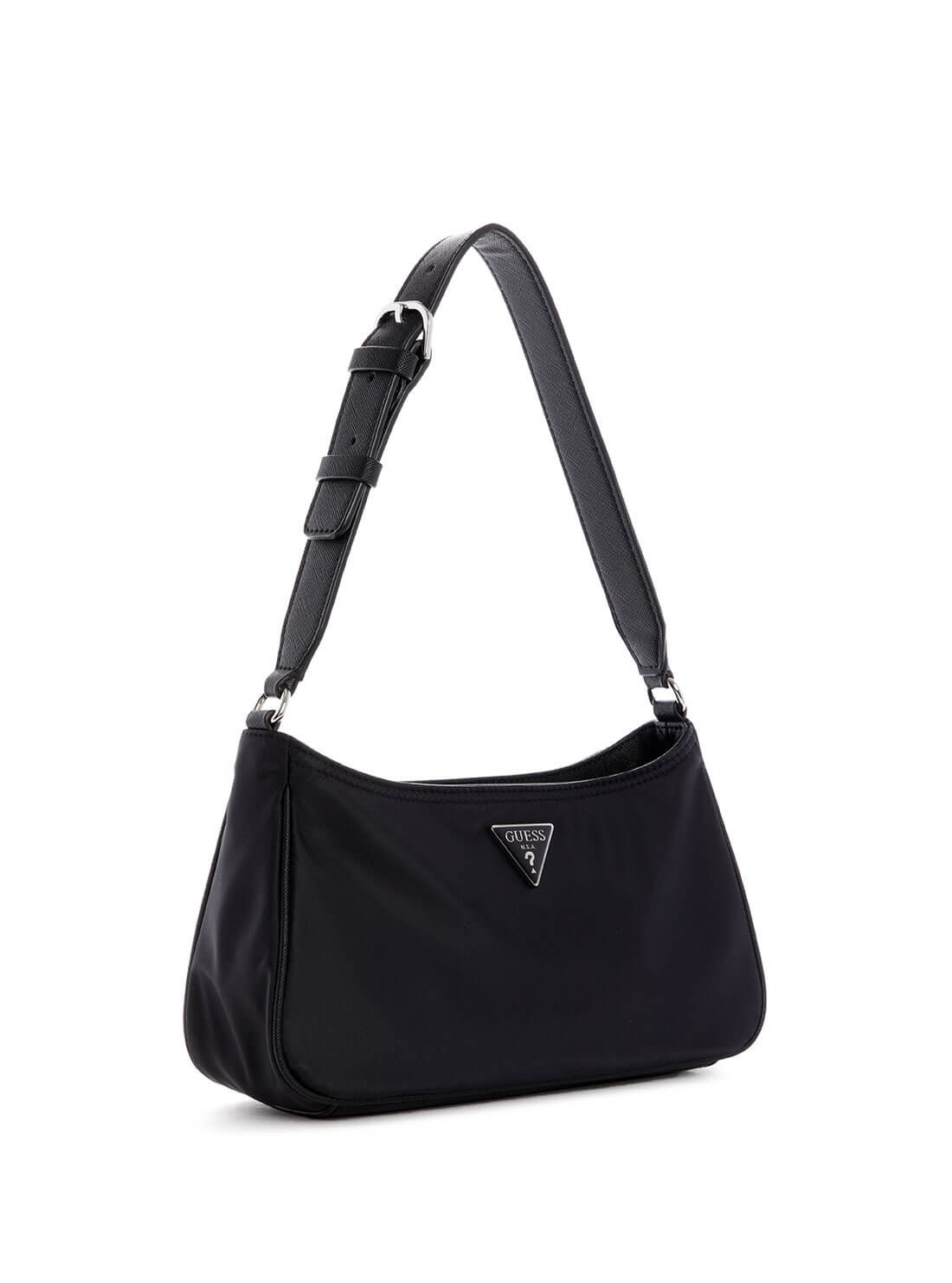 GUESS Womens Black Little Bay Shoulder Bag Front Side View