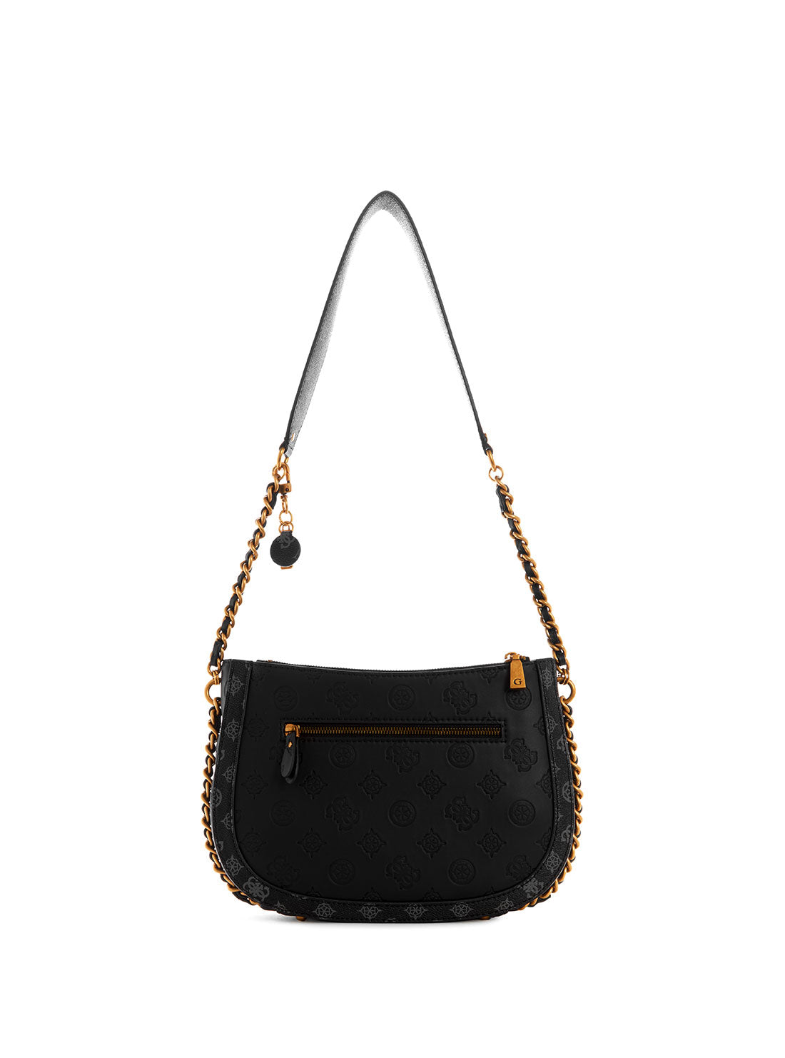 GUESS Womens  Black Logo Abey Hobo Shoulder Bag PB855802 Back View