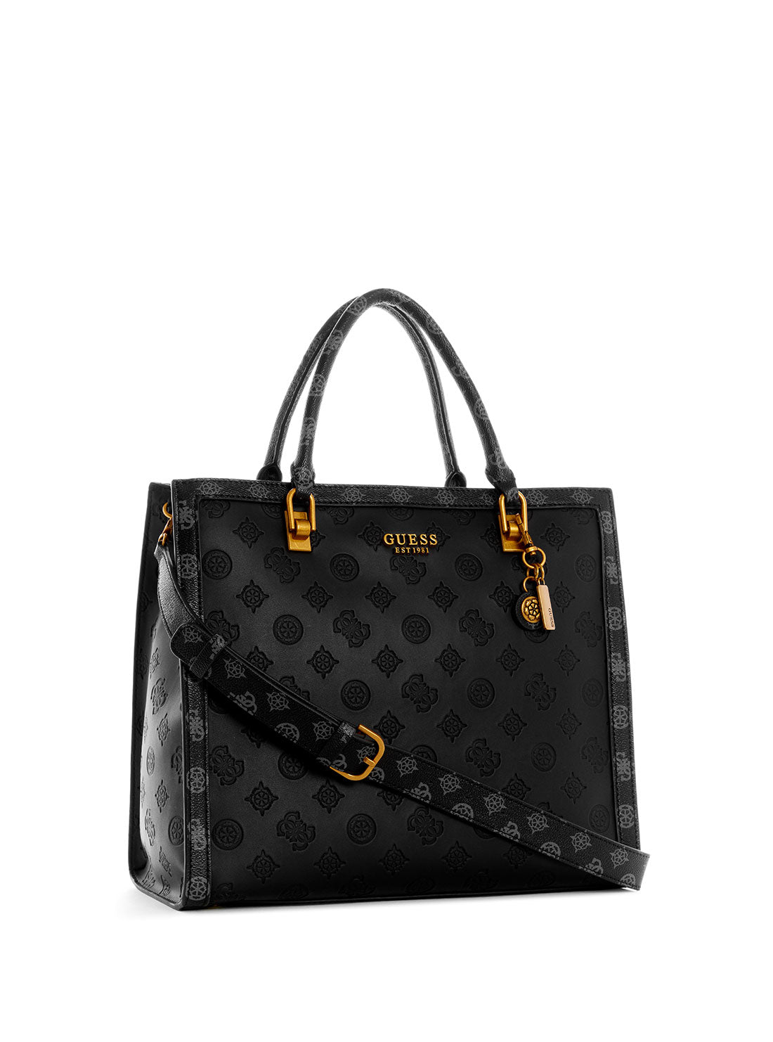 GUESS Womens  Black Logo Abey Tote Bag PB855823  Front Side View