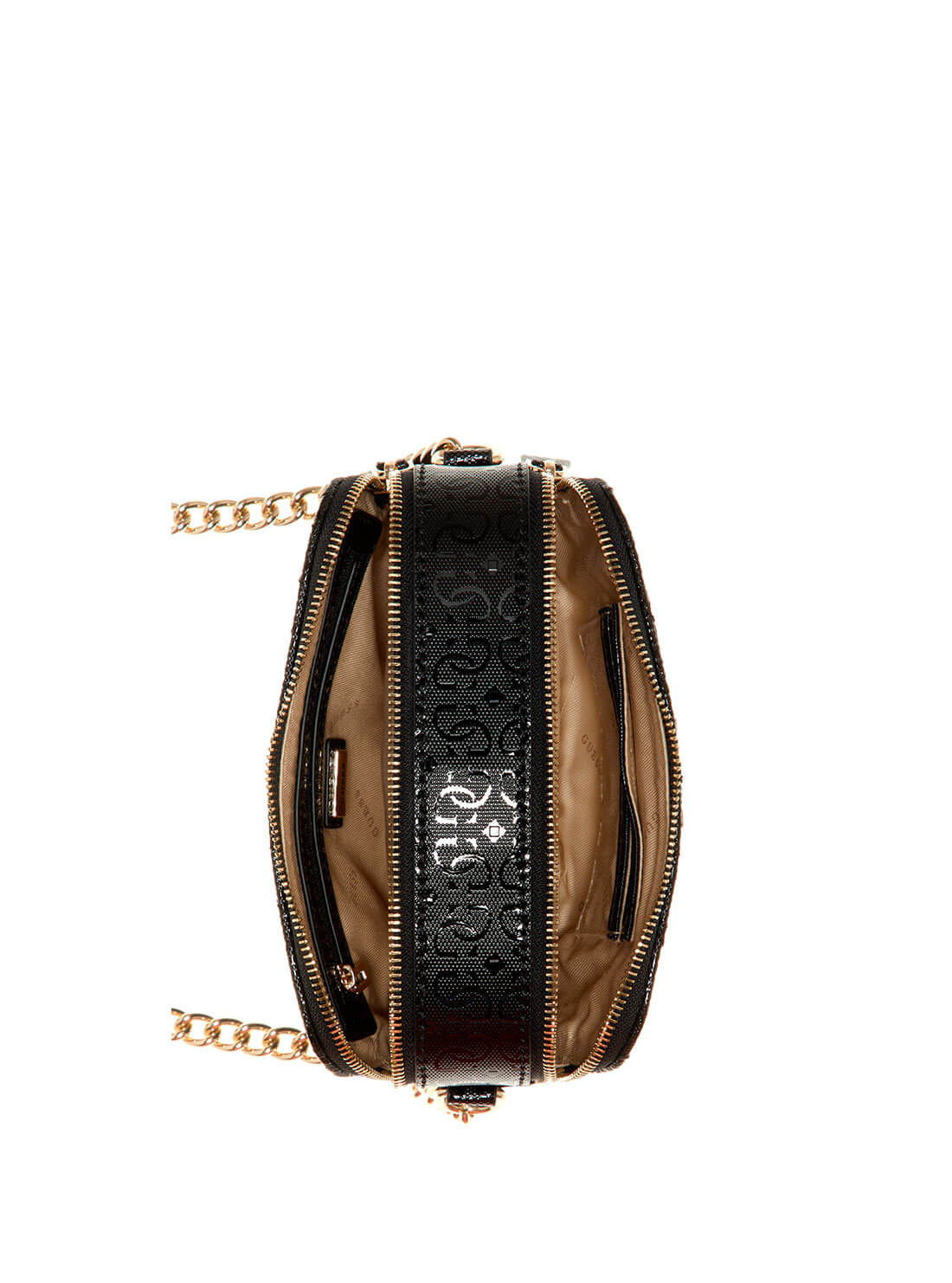GUESS Womens Black Noelle Quilted Crossbody Camera Bag GS787914 Inside View