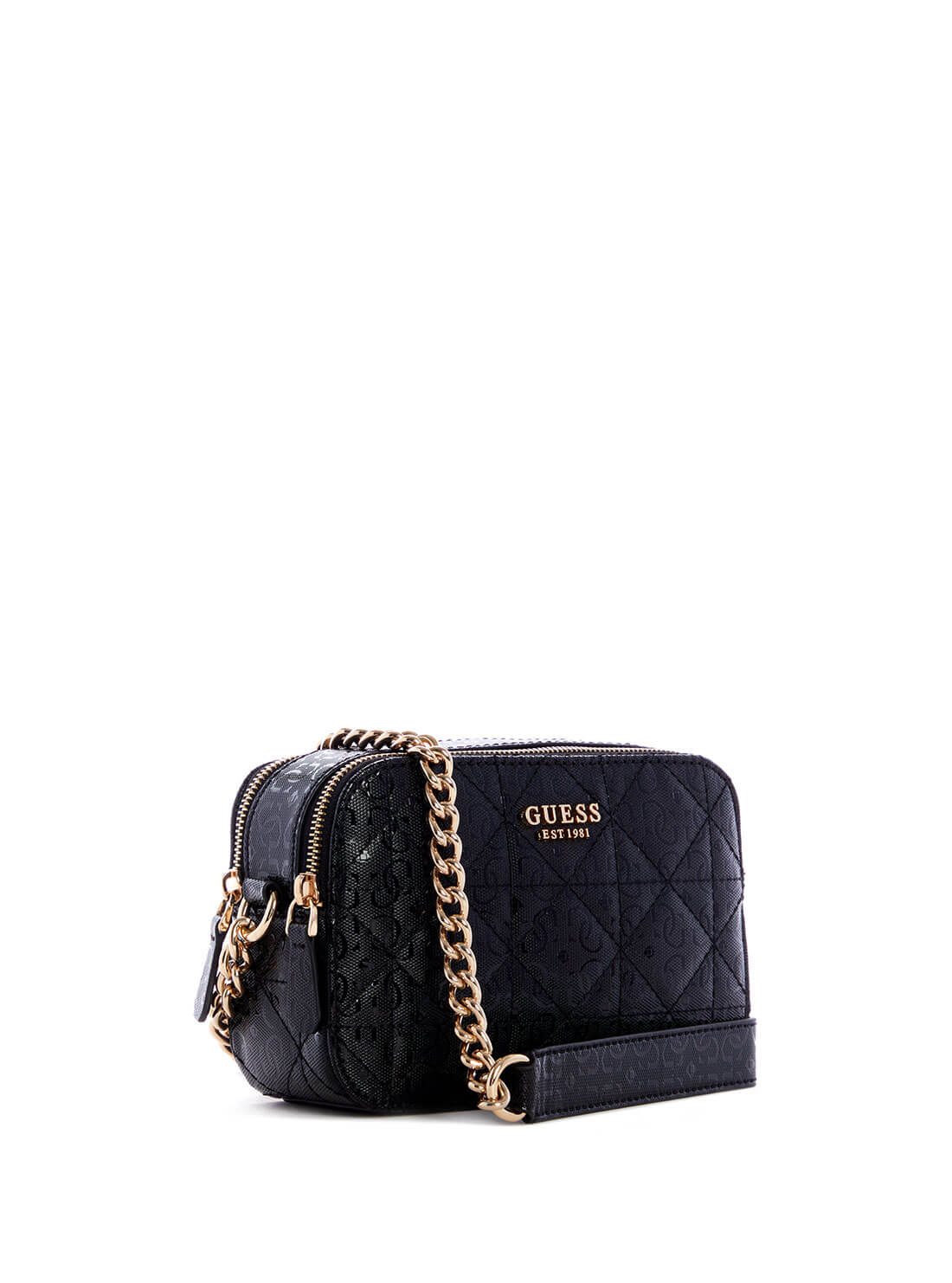 GUESS Womens Black Noelle Quilted Crossbody Camera Bag GS787914 Side View