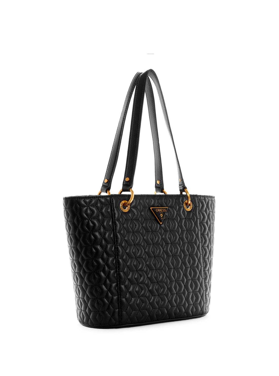 GUESS Womens Black Noelle Small Elite Tote Bag Front DB787922 Side View