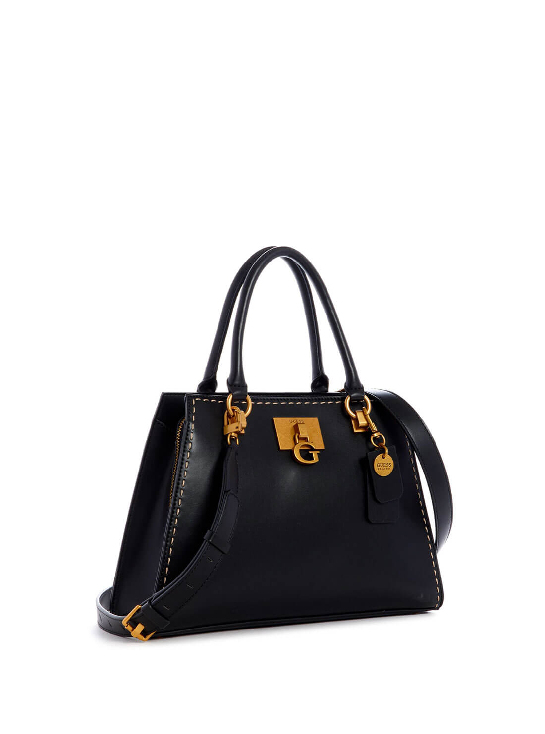 GUESS Womens  Black Stephi Girlfriend Satchel VB787507 Front Side View