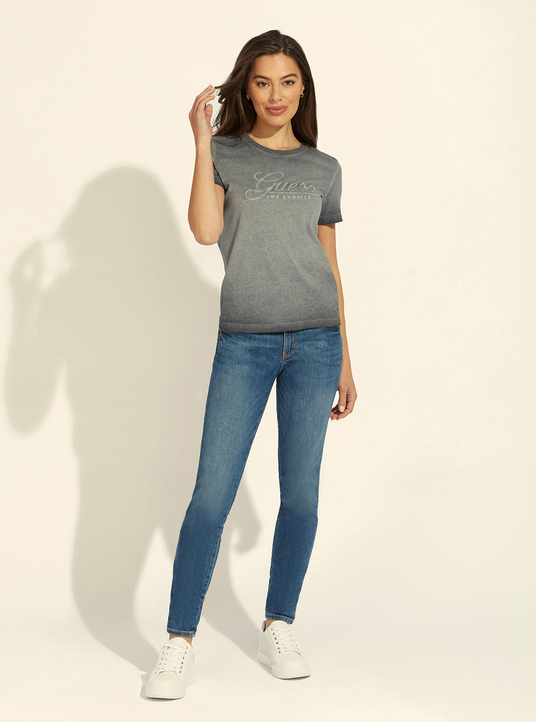 GUESS Womens Grey Tizzy Logo T-Shirt W2GI09I3Z00 Full View