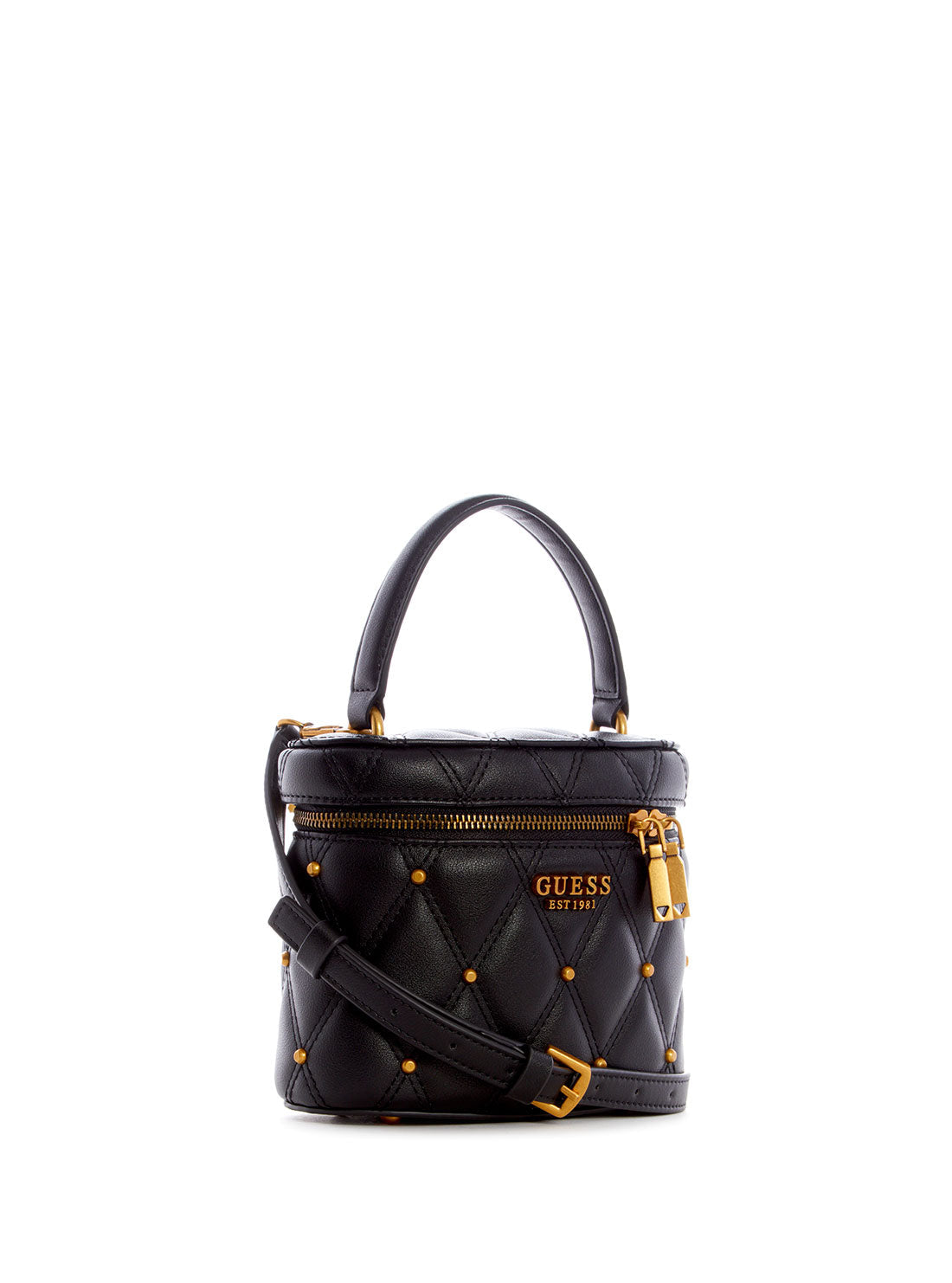 GUESS Womens Black Triana Cannister Crossbody Bag QS855377 Front Side View