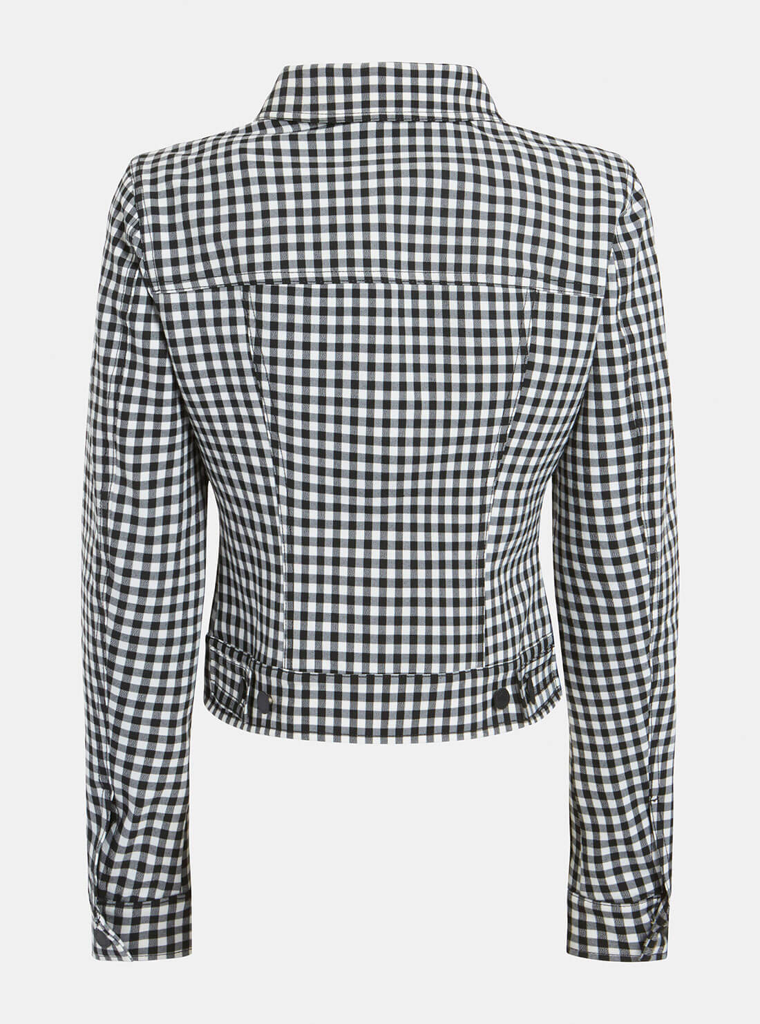 GUESS Womens Black Gingham Romina Trucker Jacket W2GL15WEKU0 Ghost Back View