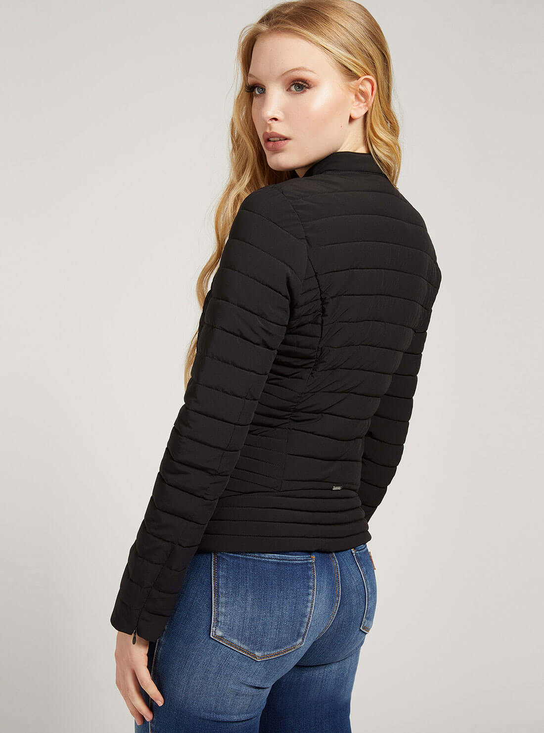 GUESS Womens Black Vona Padded Jacket W0BL1IW6NW0 Model Back View