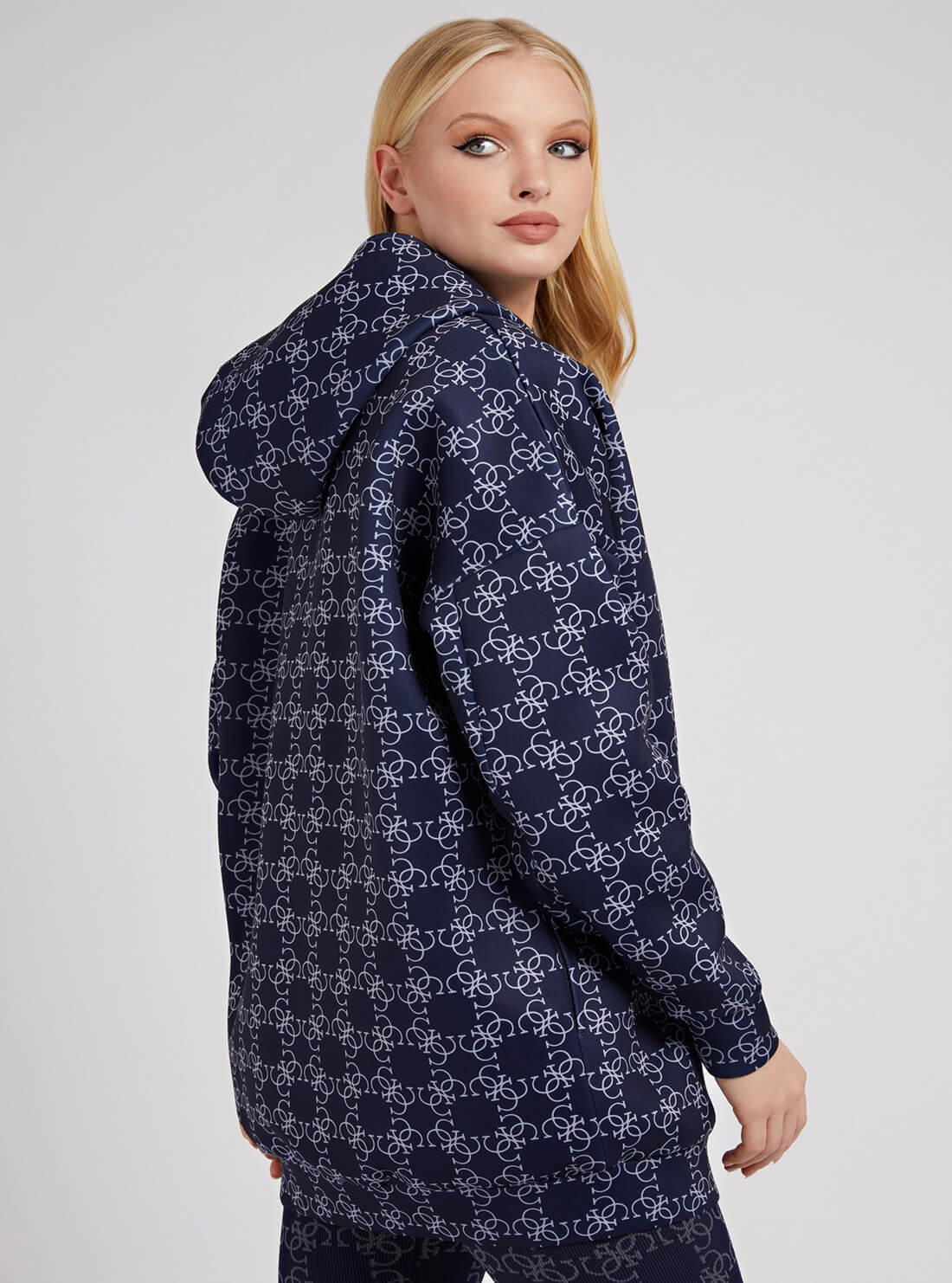 GUESS Womens Blue Beverly Reversible Active Jacket V2RL03JR06W Pattern Back View