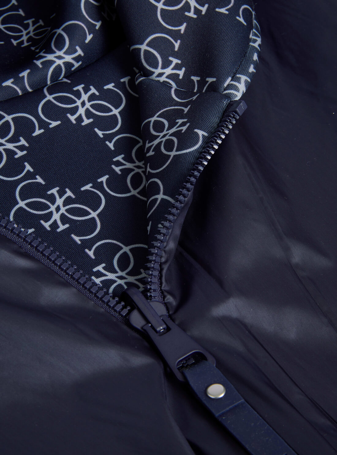 GUESS Womens Blue Beverly Reversible Active Jacket V2RL03JR06W Zip Detail  Front View