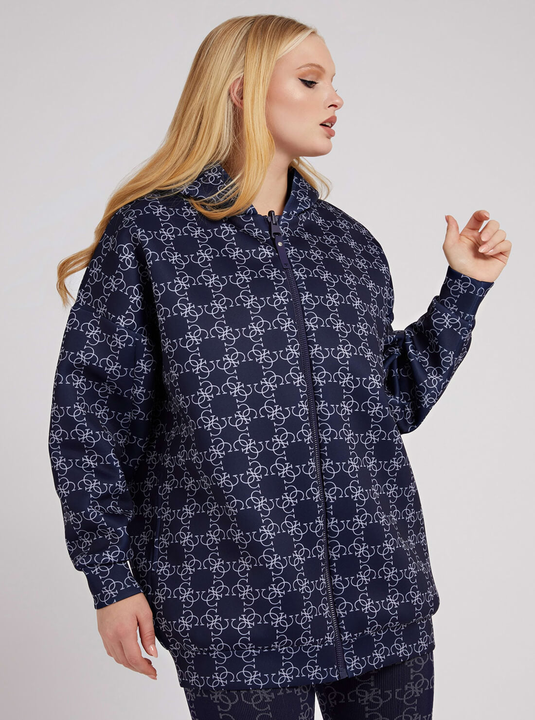 GUESS Womens Blue Beverly Reversible Active Jacket V2RL03JR06W Closed Pattern Front View