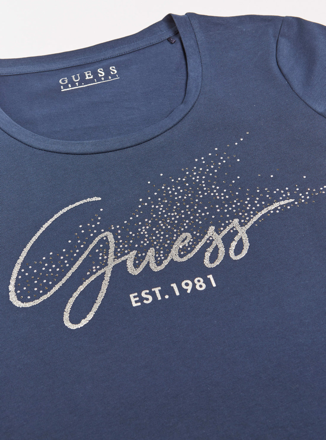 GUESS Womens Blue Chloe Logo T-Shirt Close View