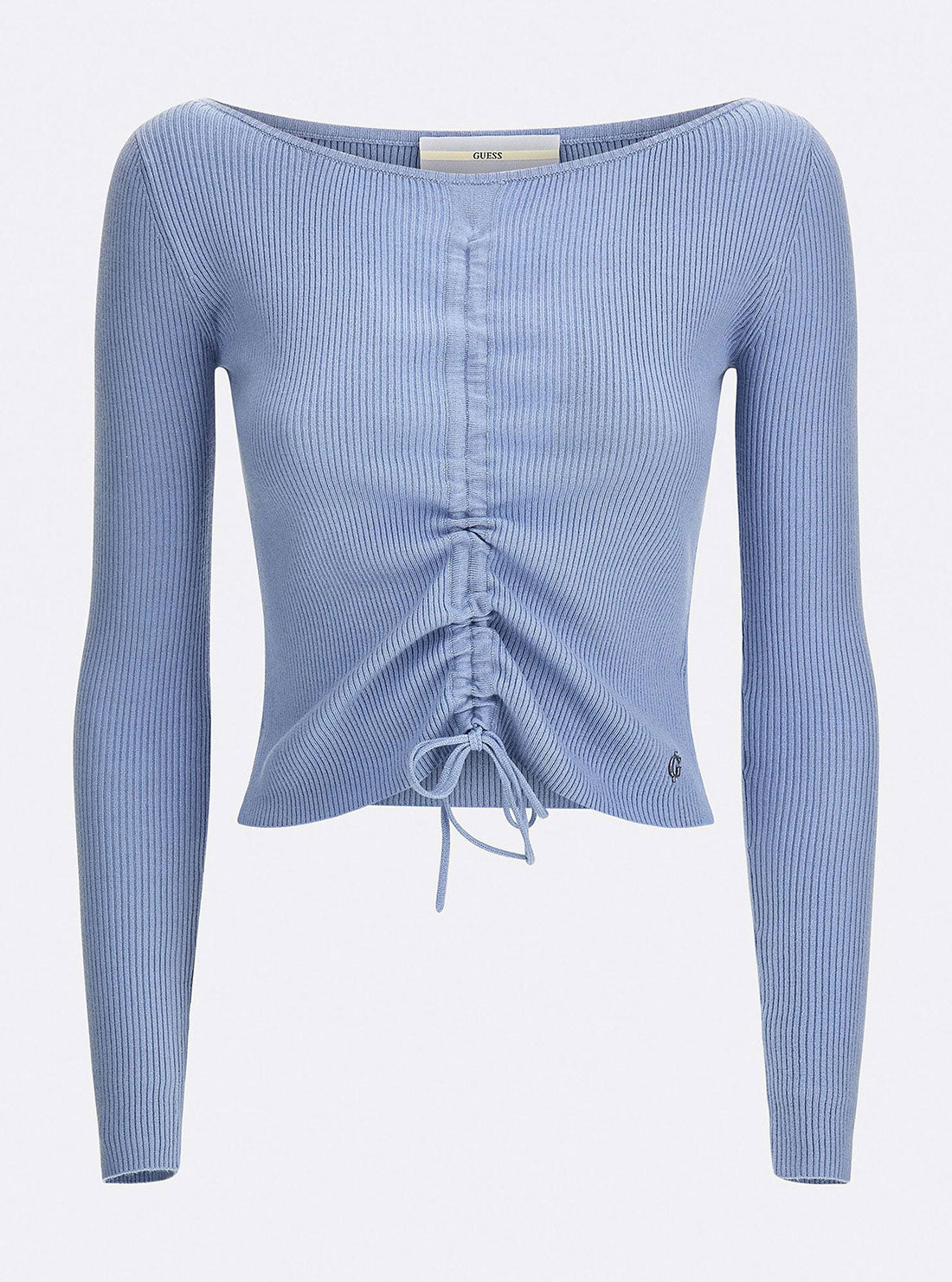 GUESS Womens Eco Blue Sheryl Crop Knit Top W2RR19Z2V42 Ghost Front View