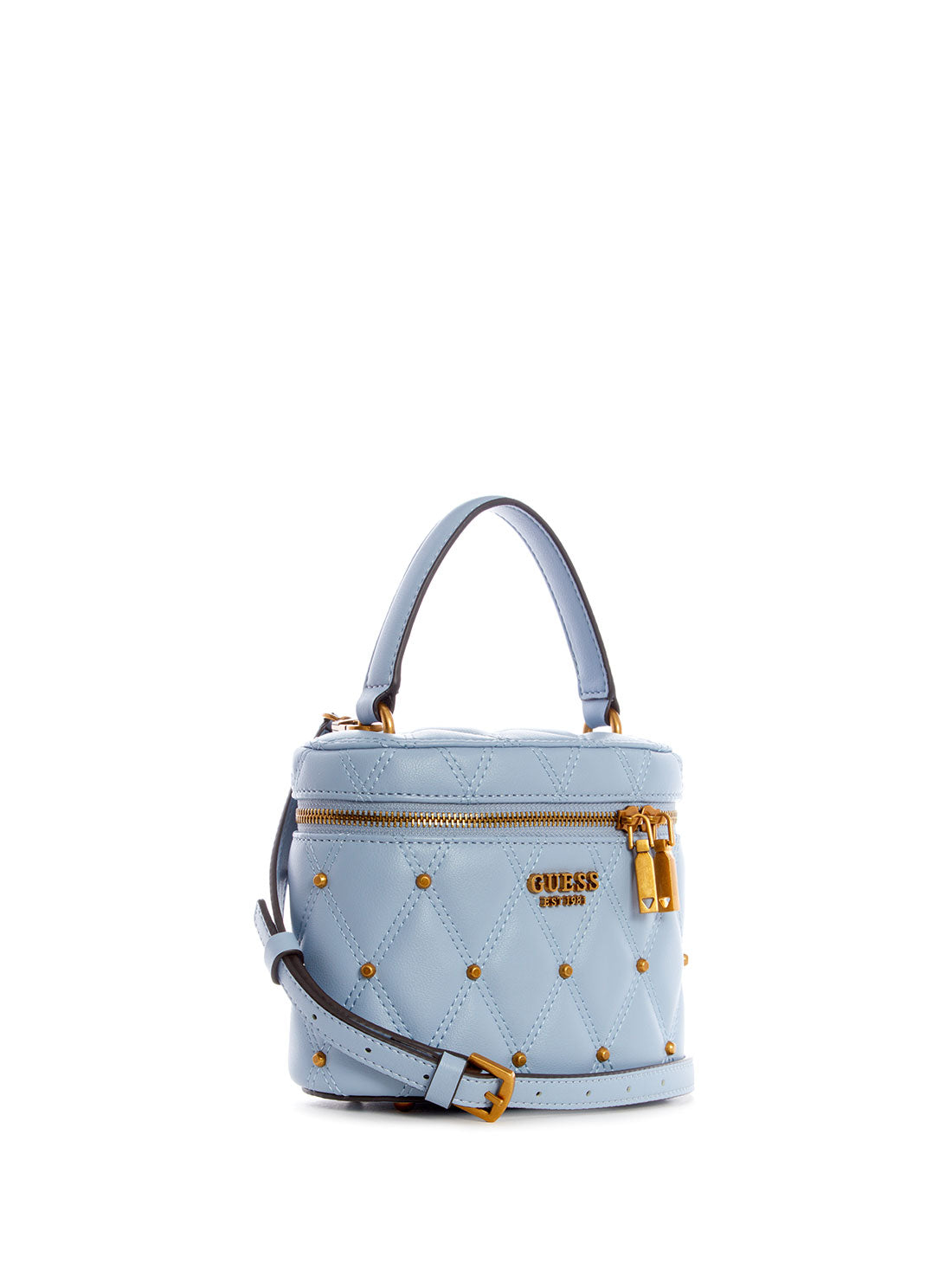 GUESS Womens Blue Triana Cannister Crossbody Bag QS855377 Front Side View