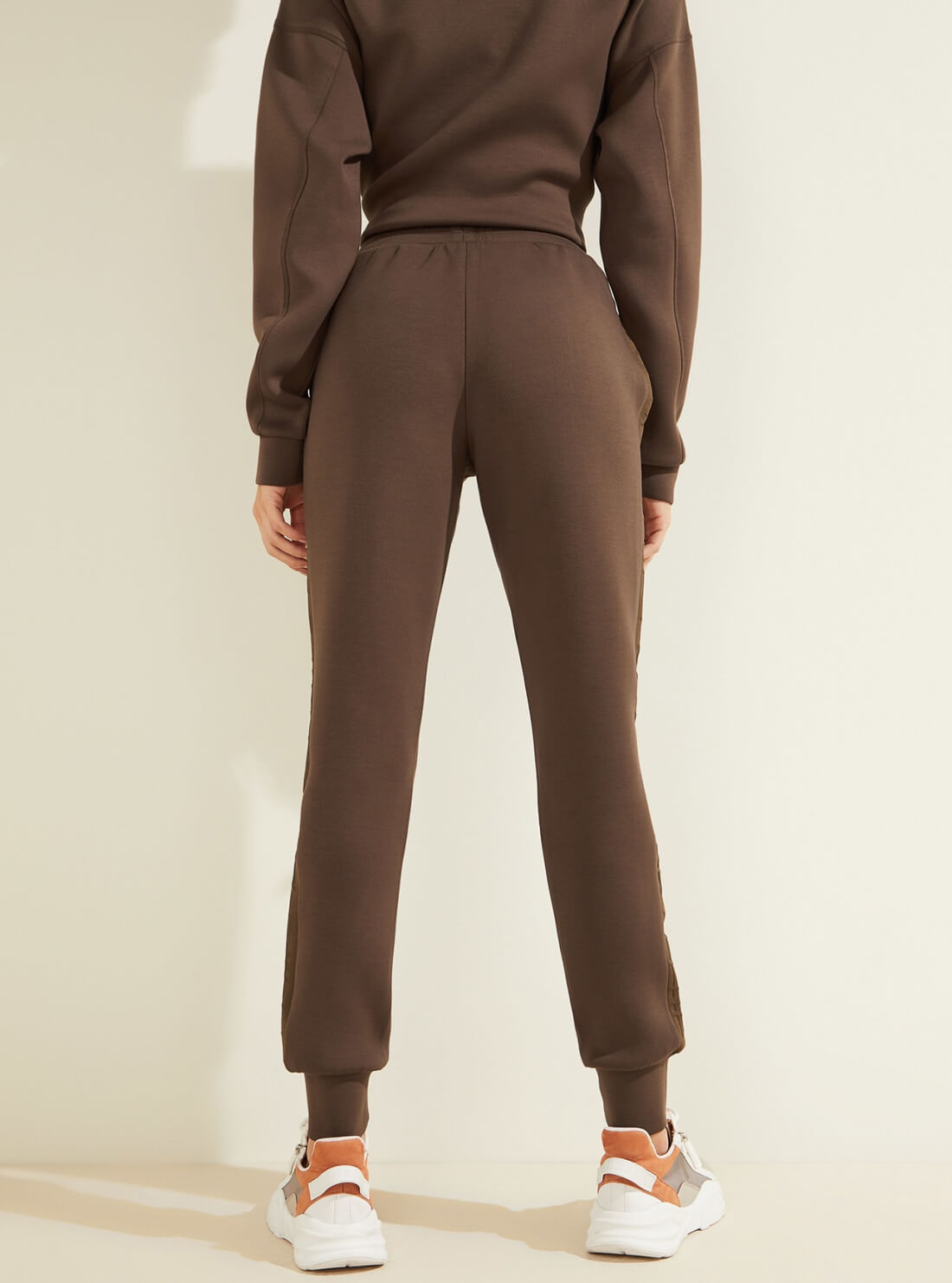 GUESS Womens  Eco Brown Allie Active Scuba Jogger Pants V2RB02KAMN2 Back View