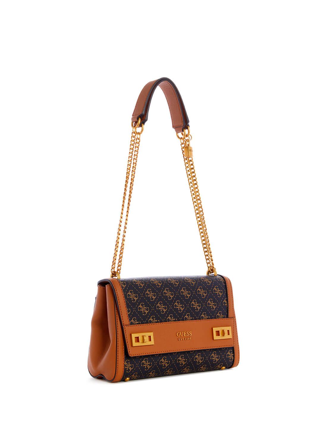 GUESS Womens  Brown Logo Katey Shoulder Bag ZA787019 Front Side  View