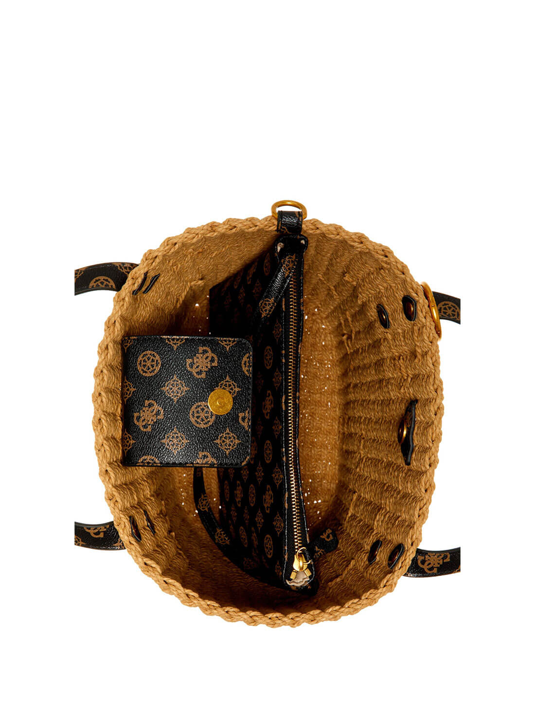 GUESS Womens Brown Logo Lilica Shopper Satchel Bag WL842623 Inside View