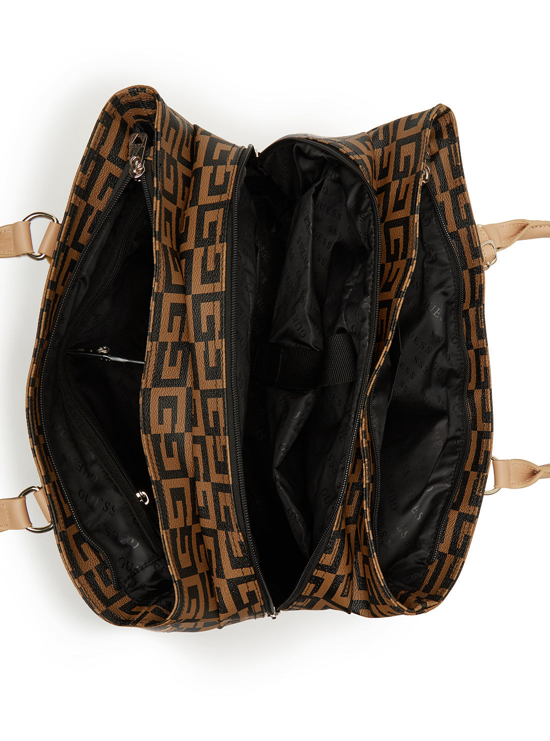 GUESS Womens Brown Logo Shopper Tote Bag  G8141919 Inside View