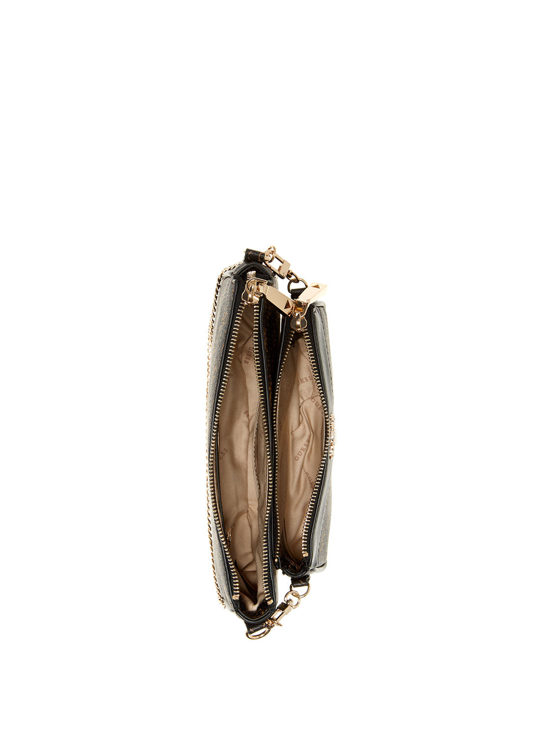 GUESS Womens Black Brown Kasinta Crossbody Bag SG840570 Inside  View