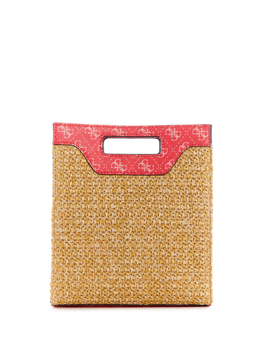 GUESS Womens Pink Multi Logo Kasinta Raffia Mini Tote Bag SG841775 Back View