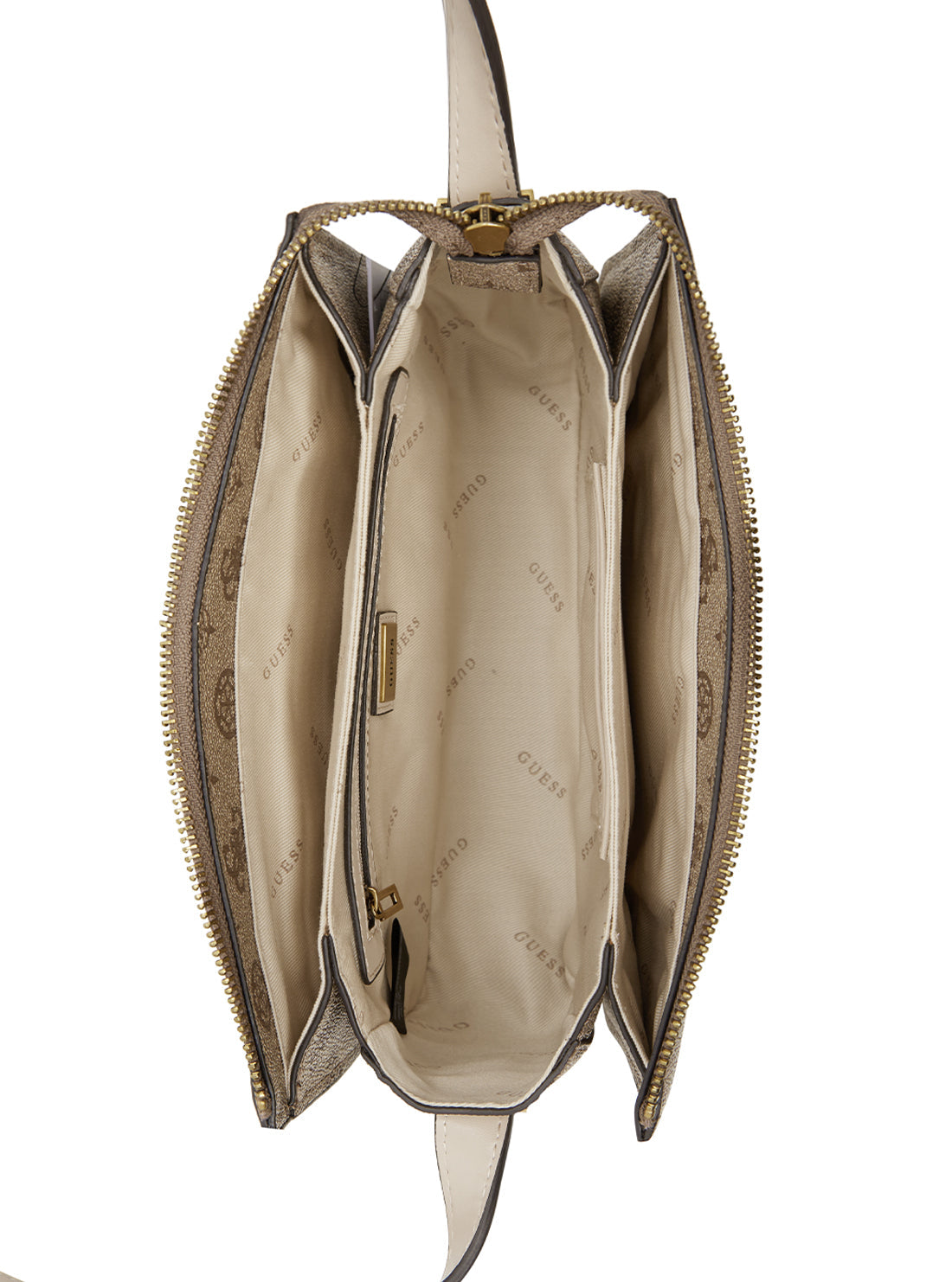 GUESS Womens  Beige Multi Print Hensely Logo Shoulder Bag   BB837818 Inside View