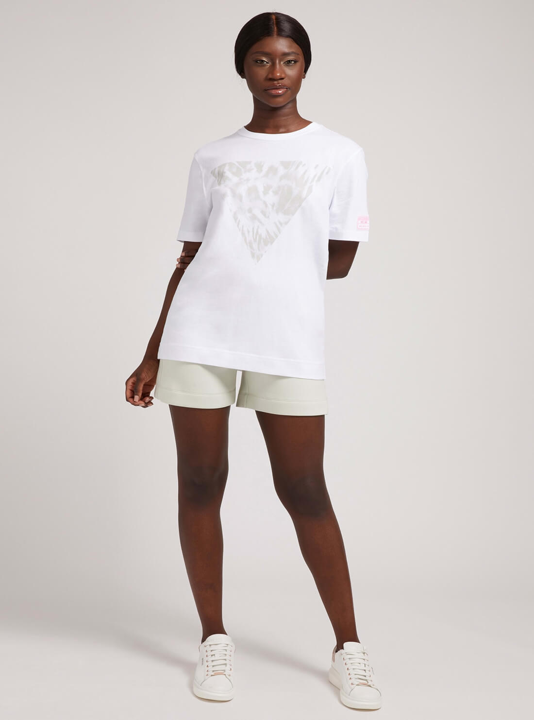 GUESS Womens  White Cecily Active T-Shirt O1BA58I3Z11 Full View
