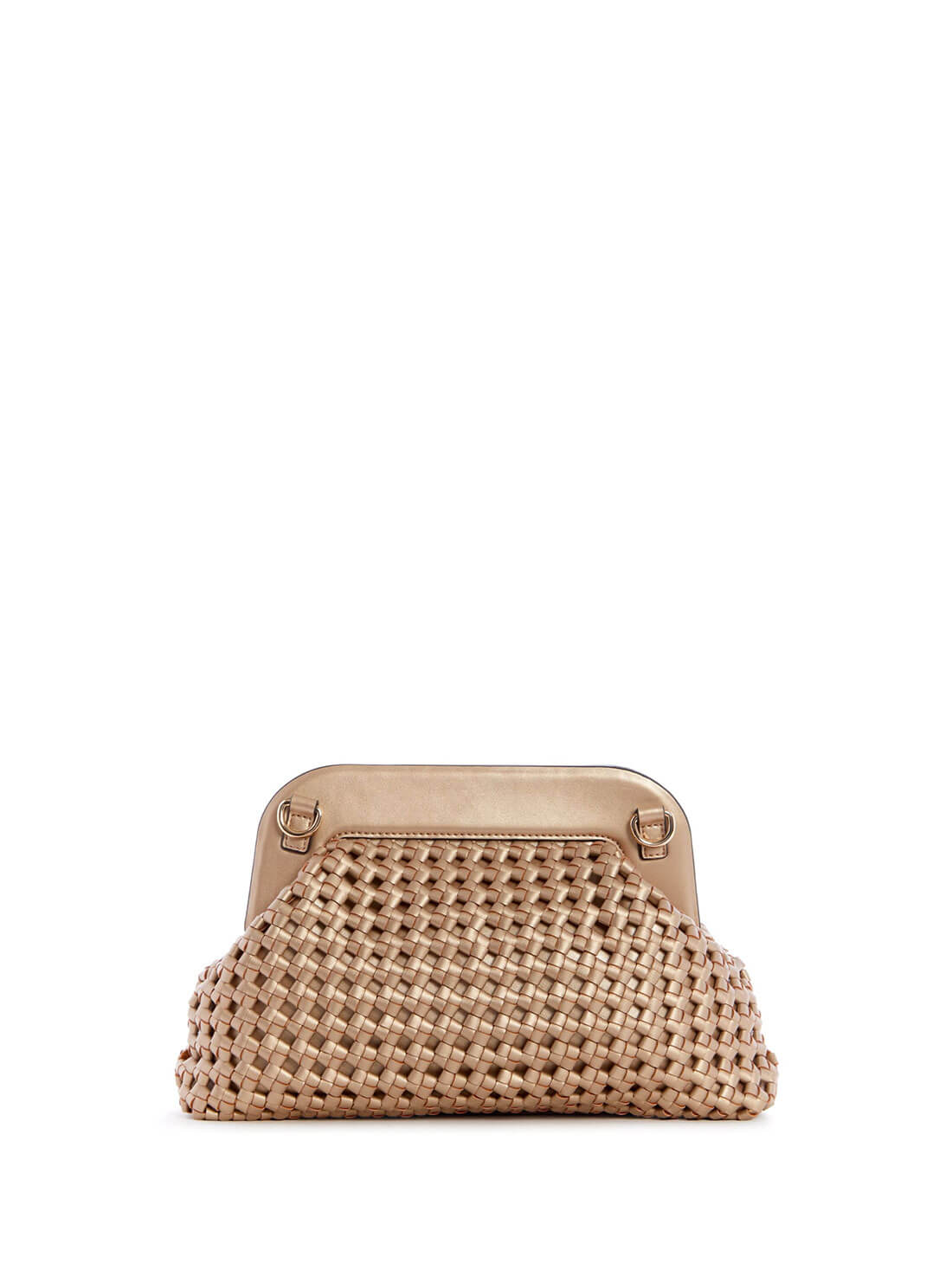 GUESS Womens  Champagne Sicilia Frame Clutch Crossbody Bag MG849017 Back View