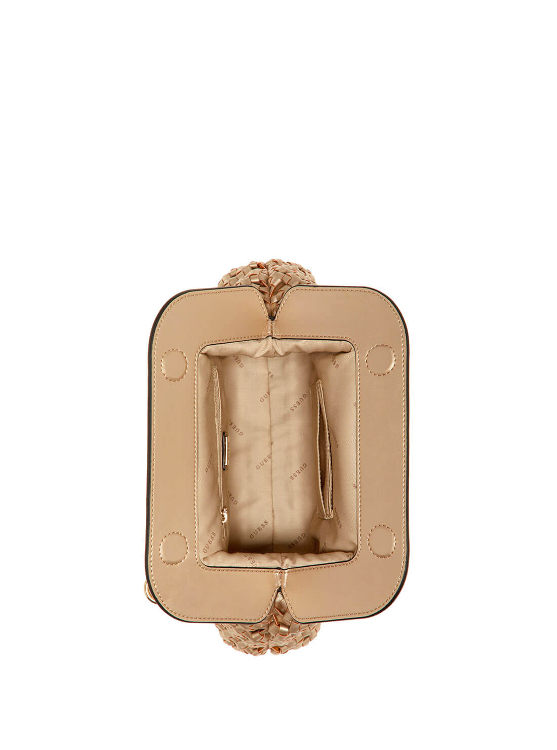 GUESS Womens  Champagne Sicilia Frame Clutch Crossbody Bag MG849017 Inside View