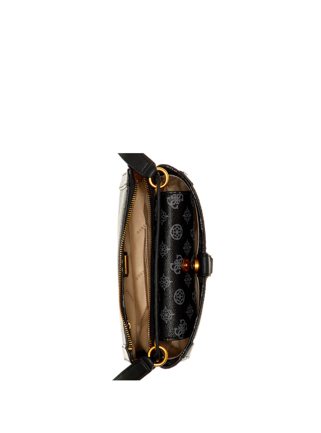 GUESS Womens  Black Briana Logo Society Crossbody Bag PA848914 Inside View