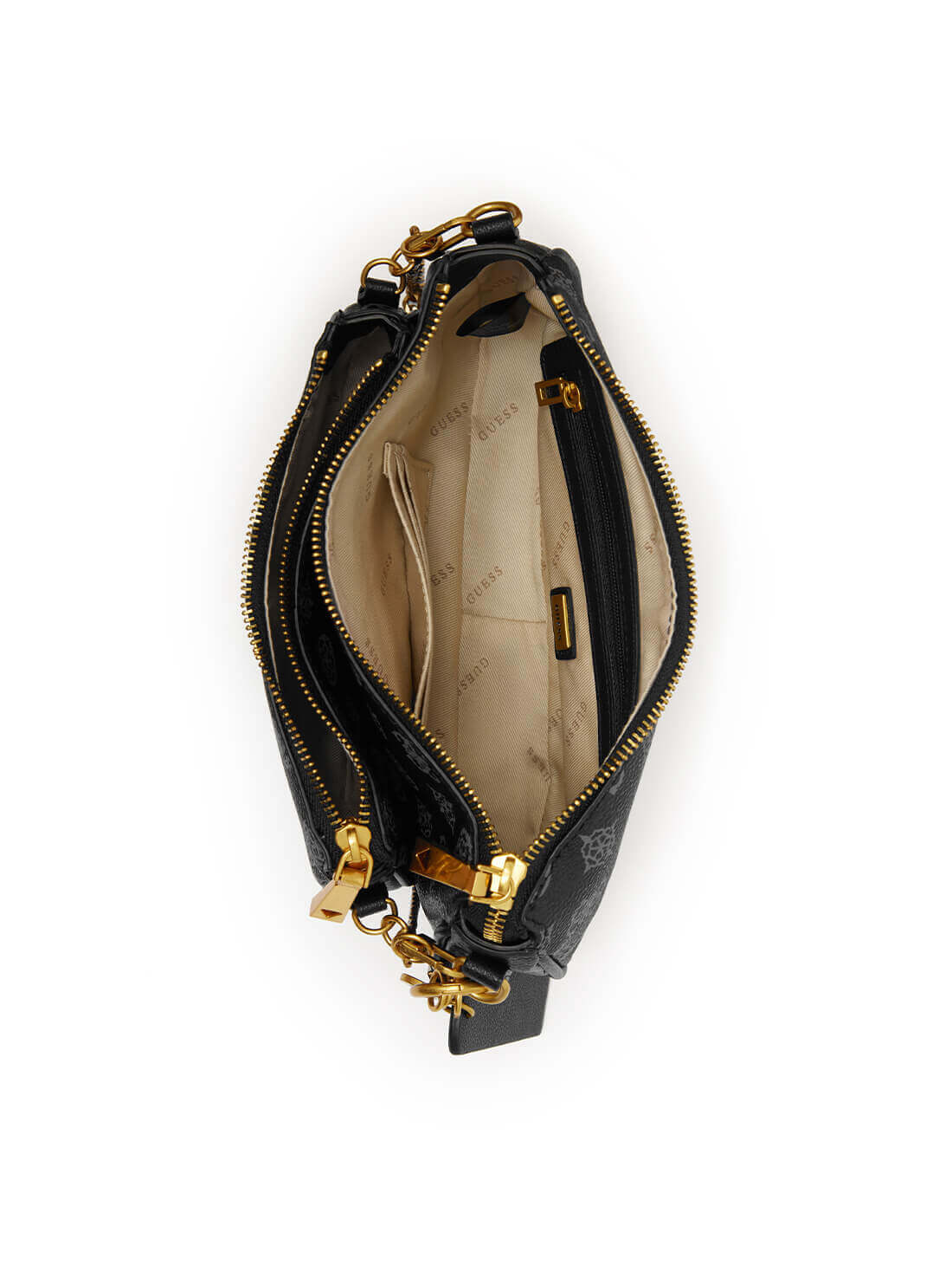 GUESS Womens  Black Logo Arie Crossbody Bag PA788570 Inside View