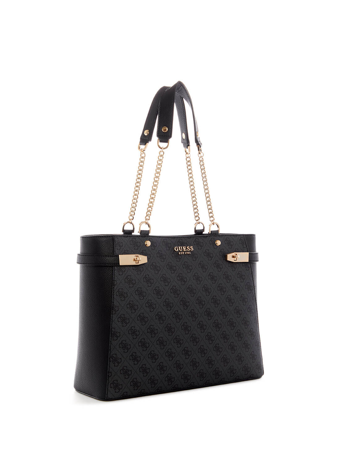 GUESS Womens Black Logo Zadie Girlfriend Tote Bag SG839623 Front Side View