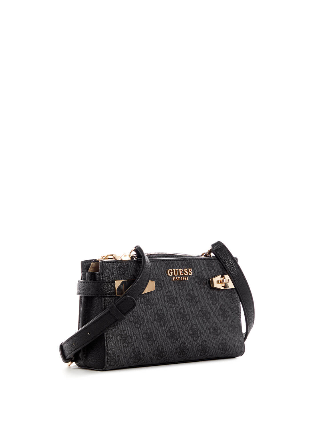 GUESS Womens Black Zadie Logo Elite Crossbody Bag SG839672 Front Side View