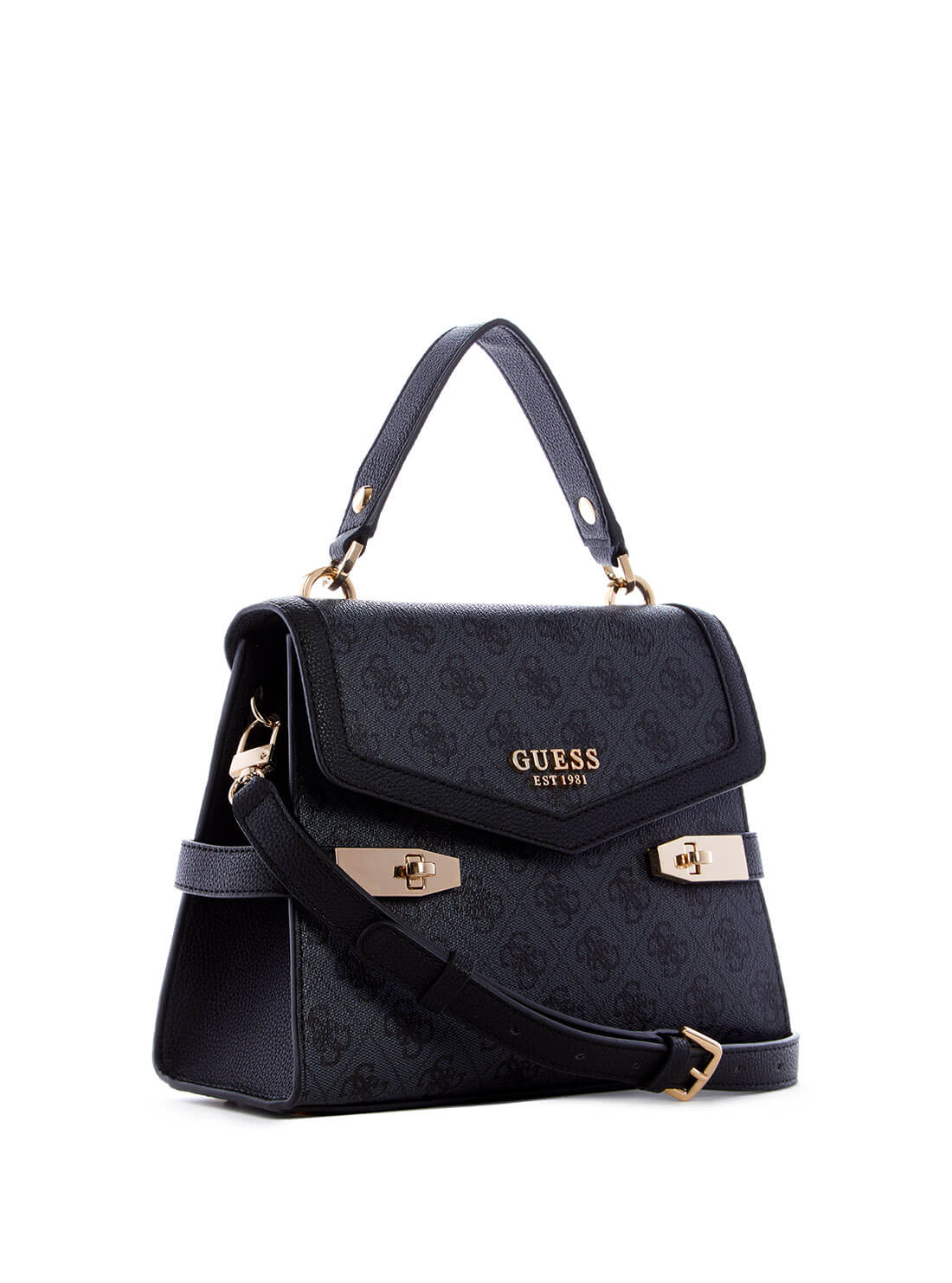 GUESS Womens Black Zadie Logo Crossbody Bag SG839620 Front Side View
