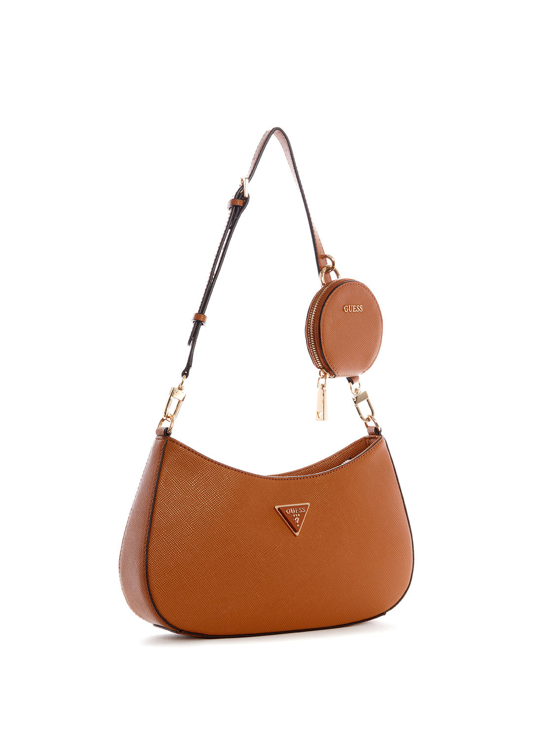 GUESS Womens Cognac Brown Alexie Shoulder Bag VG841618 Side View