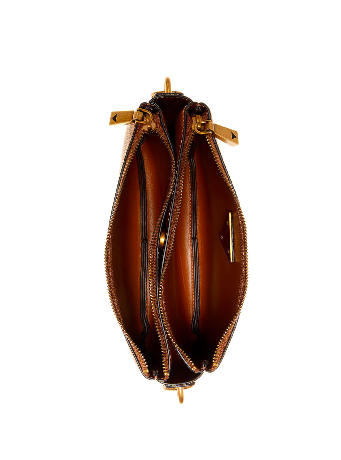 GUESS Womens Cognac Brown Downtown Chic Shoulder Bag VB838518 Inside View